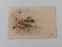 Old postcard 1899 postcard landscape with flowers