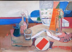Baska József (1935-2017) Modern Csendélet,Képcsarnokos Festmény