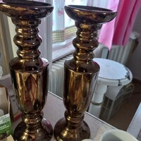 2 large glass candle holders