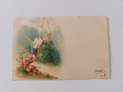 Old postcard 1900 postcard with rose doves