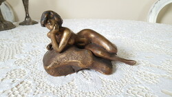 László Kutas: sea - maid, bronze sculpture
