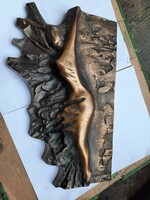Veszprémi Imre : Női Akt bronz dombormű relief kisplasztika