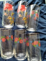 6 painted glass glasses