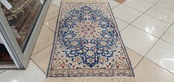 3213 CSODÁLATOS Iráni Nain selyemkontúros kézi gyapjú perzsa szőnyeg 138X76CM INGYEN FUTÁR