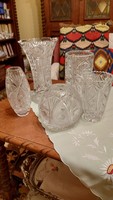 Antique lead crystal glass vase large heavy faceted crystal several types