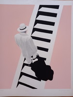 László Fehér (1953-) - on the stairs, 2004, screen print, signed, with proof mark