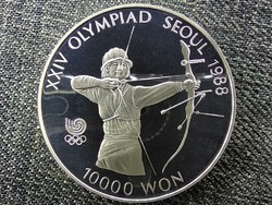 Dél-Korea Olimpiai Játékok Szöulban 1988 Íjászat .925 ezüst 10000 won 1987 PP (id46463)