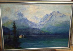 Alpesi táj ismeretlen festő munkája, XX.szd