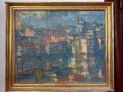 Miklós Göllner (1902-1977) Water City (oil on canvas)
