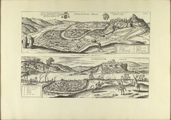 1M374 Historizáló Esztergom térkép 1595 35.5 x 49.5 cm