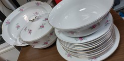 Jlmenau Graf von Henneberg rózsa mintás, gyönyörű porcelán étkészlet, hiányos