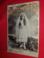 Antik 19. sz fotó Gyermek menyasszony a szegedi Lintner Ferencz műhelyéból képek szerint
