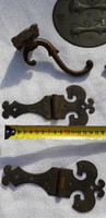 2 Pair of wrought iron hinges + 2 hangers + plaque + bolt?