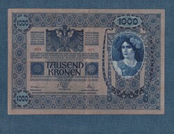 1000 Crown 1902 vf + deutschösterreich stamping back cover identical