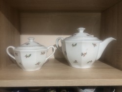 Drasche porcelain tea pourer, sugar holder.