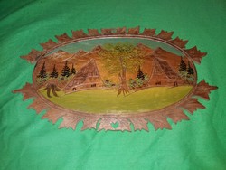 Cc.1970. ERDÉLY Hargita fára égetett festett falikép utazási emlék szuvenír 25 x 15 cm képek szerint