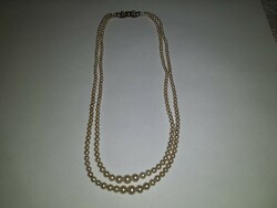 1,-Ft Gyönyörű antik 835 ezüst kapcsos dupla soros gyöngysor nyaklánc