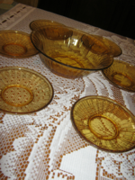 Retro amber glass set of 7 bowls