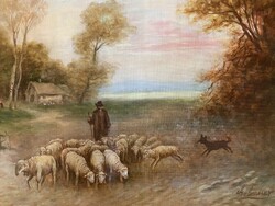 Ernő Gebauer: large landscape - oil on canvas