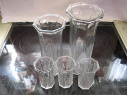 5 Pcs art deco pressed oberglas vase with family letter motifs