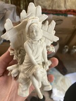 Régi kézműves angolb jelzett porcelan tároló biszk figura szobor