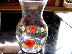 Glass vase with poppies, cornflowers, cornflowers, hyacinth plant