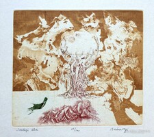 Etching of Sándor Badacsony (1949-) Desert Dream (around 1980) / 18x20 cm /