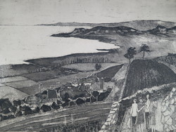 Béla Stettner (1928-1984): Szigliget Bay, Balaton Highlands, etching, marked