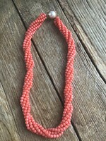 Handmade coral colored glass beads