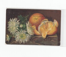 Üdvözlő képeslap csendélet 1905 CS:04 dombornyomott "Étel-ital-Gyümölcs"