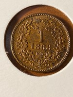 1 krajcár 1868 UV rozettás