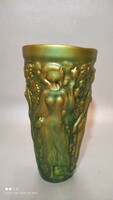 Most megéri! Zsolnay pohár váza porcelán zöld eozin szüretelő pohár