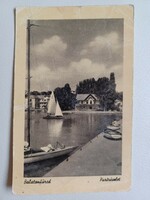 Régi képeslap- Balaton, Balatonfüred 1956- ból vitorlás