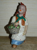 Girl with hops ceramic flower basket