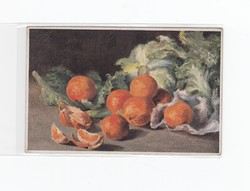 Üdvözlő képeslap csendélet CS:04 postatiszta "Étel-ital-Gyümölcs"