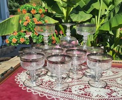 Beautiful silver-plated rim crystal ? 3 Dl stemmed glasses glass of wine champagne murano medici