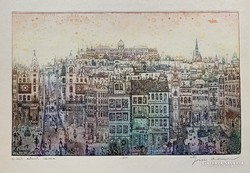 Arnold Gross (1929-2015) - the city of blue dreams (Budapest) (1968) etching /26x15.5 cm/