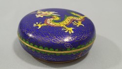 Chinese dragon enameled copper jewelry box