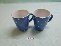 A079 blue and white polka dot mug 2 pcs