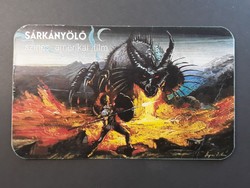 Old card calendar 1985 - dragon slayer with color American movie inscription - retro calendar