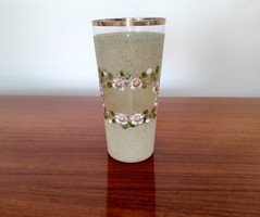 Antique enamel painted floral glass goblet
