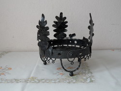 Older black metal flower pad / flower holder (acorn)