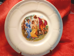 Antik Zsolnay zsáner jelenetes porcelán tányér