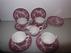 Coffee set - English - 15 pcs - marked - old - earthenware - cup 2 dl - base 15 cm flawless