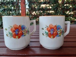 Old Zsolnay porcelain mug - 2 folk with poppy and cornflower