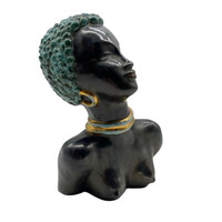 Margit Izsépy - mid-century African-American female head with turquoise hair from the 50s