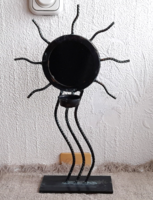 Wrought iron candle holder with mirror