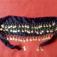Indian belly dance shawl, scarf, with black and gold decoration. It rattles, it rattles