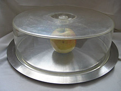 Large stainless steel cake, sandwich tray with hard plastic cover