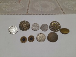 10 antique buttons together